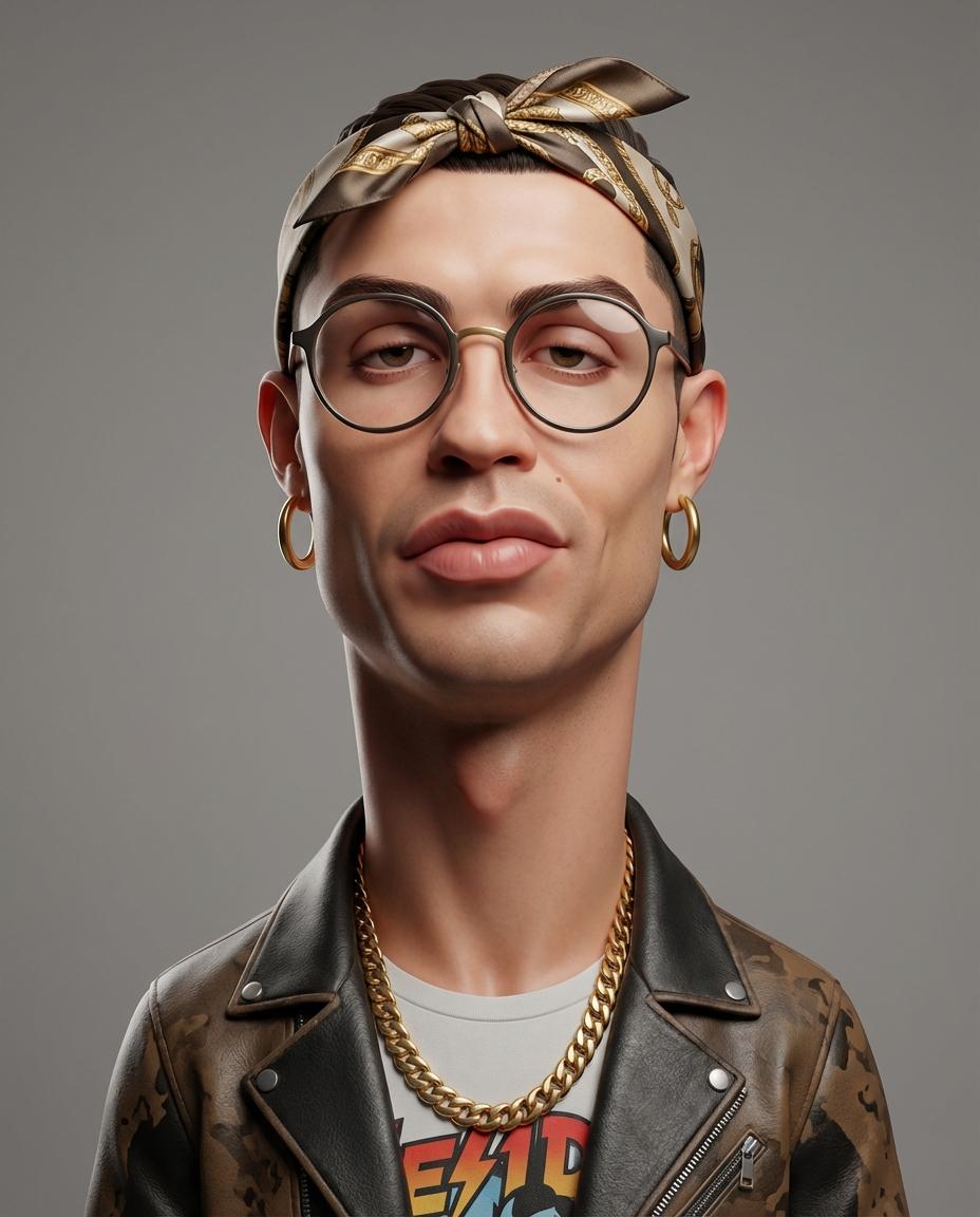 Stylized 3D Caricature Portrait AI image template preview