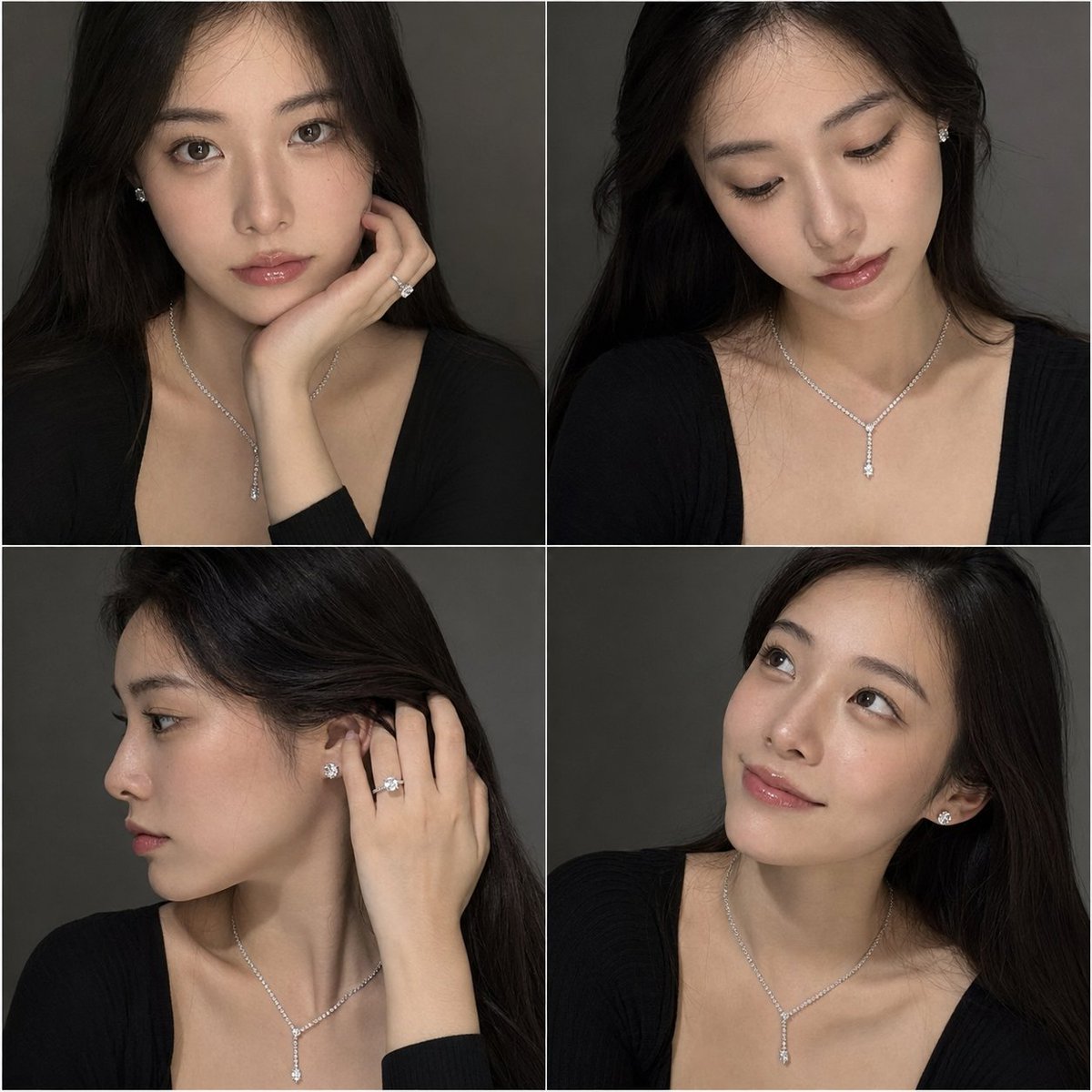 Luxury Jewelry Portrait Grid AI image template preview