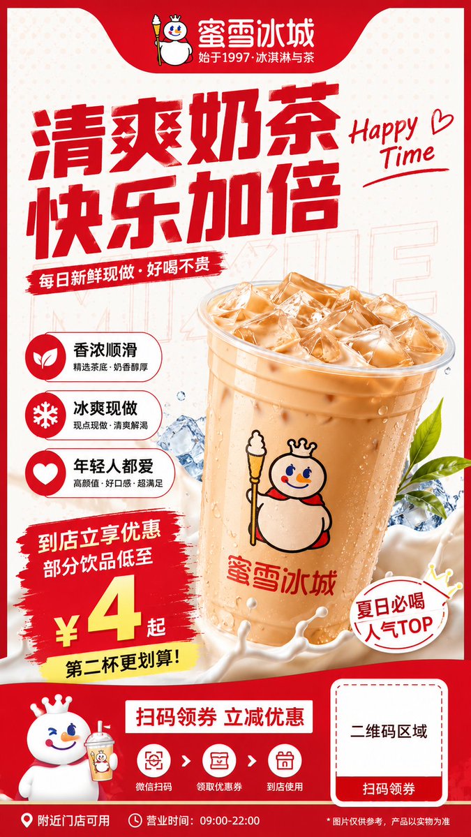 Modern Milk Tea Promotional Flyer AI image template preview
