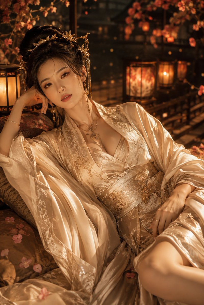 Cinematic Hanfu Fashion Editorial Portrait AI image template preview