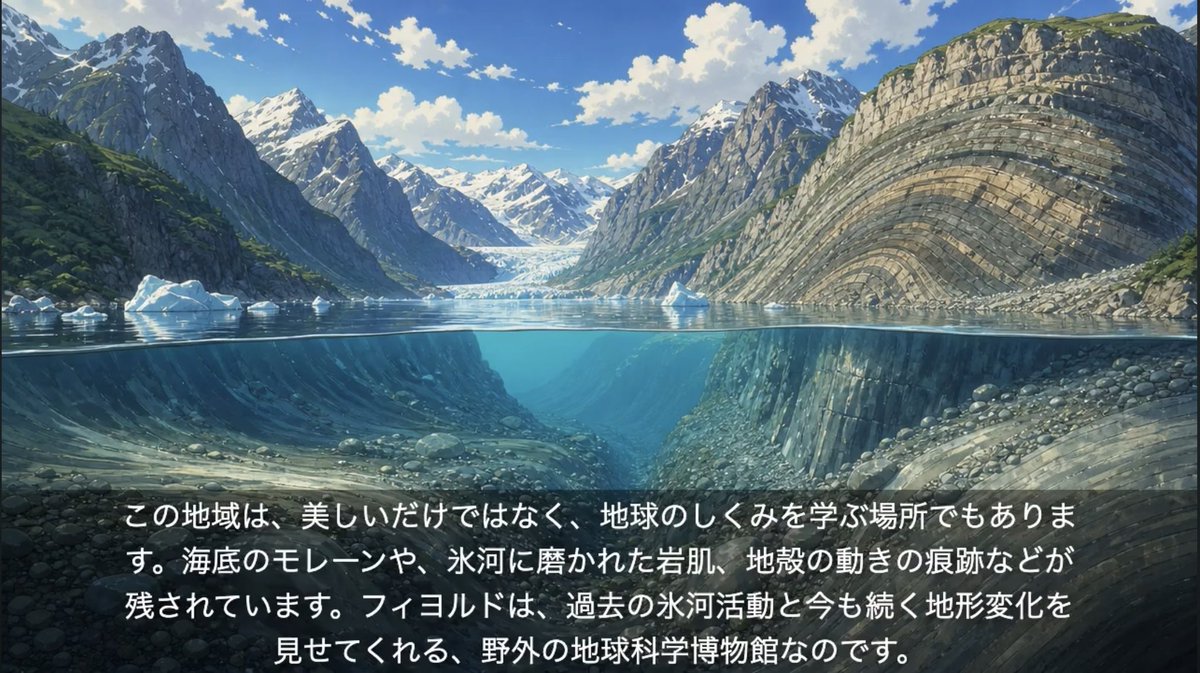 Anime Glacial Fjord Geology Slide AI image template preview