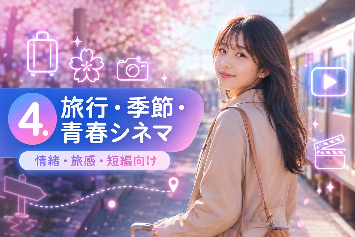 Sakura Travel Cinema Title Card AI image template preview