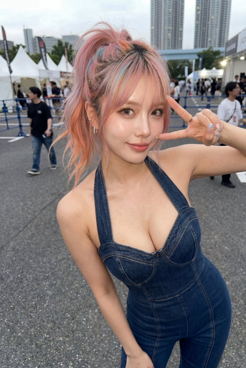 Candid Denim Overall Event Photo AI image template preview