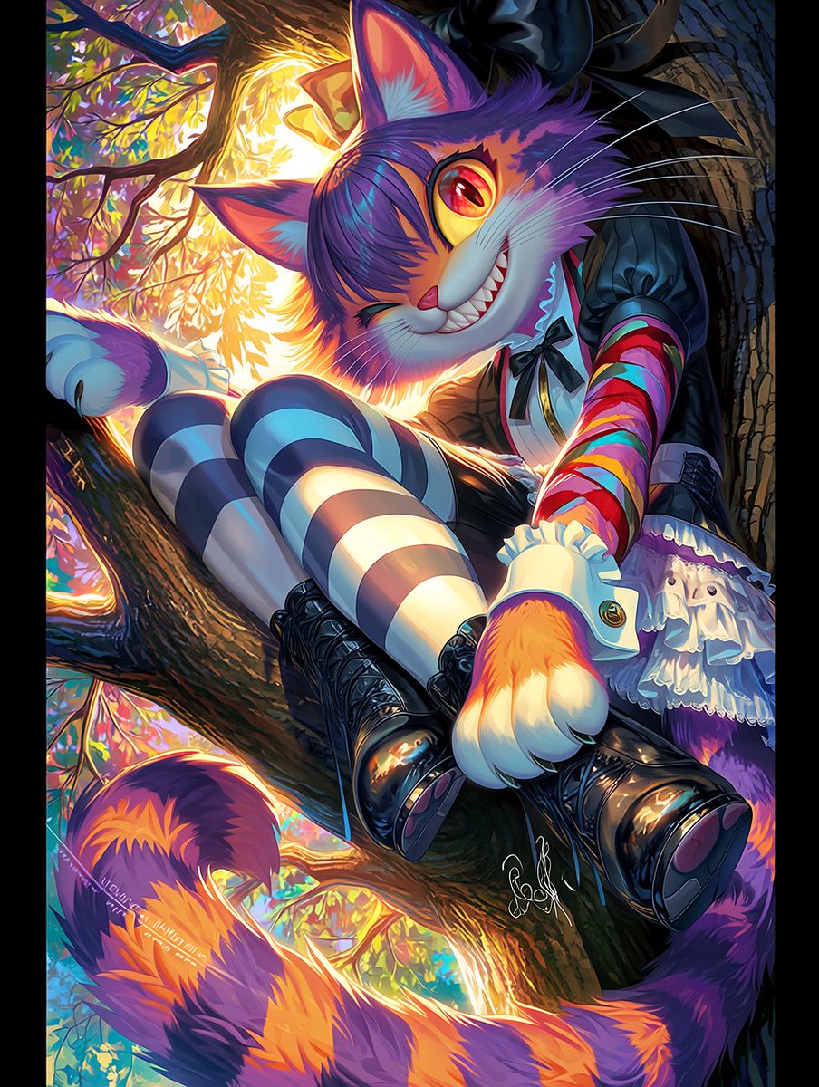 Dark Pop Cheshire Cat Girl AI image template preview