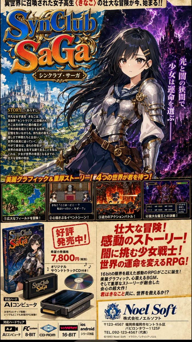 Retro JRPG Magazine Ad AI image template preview