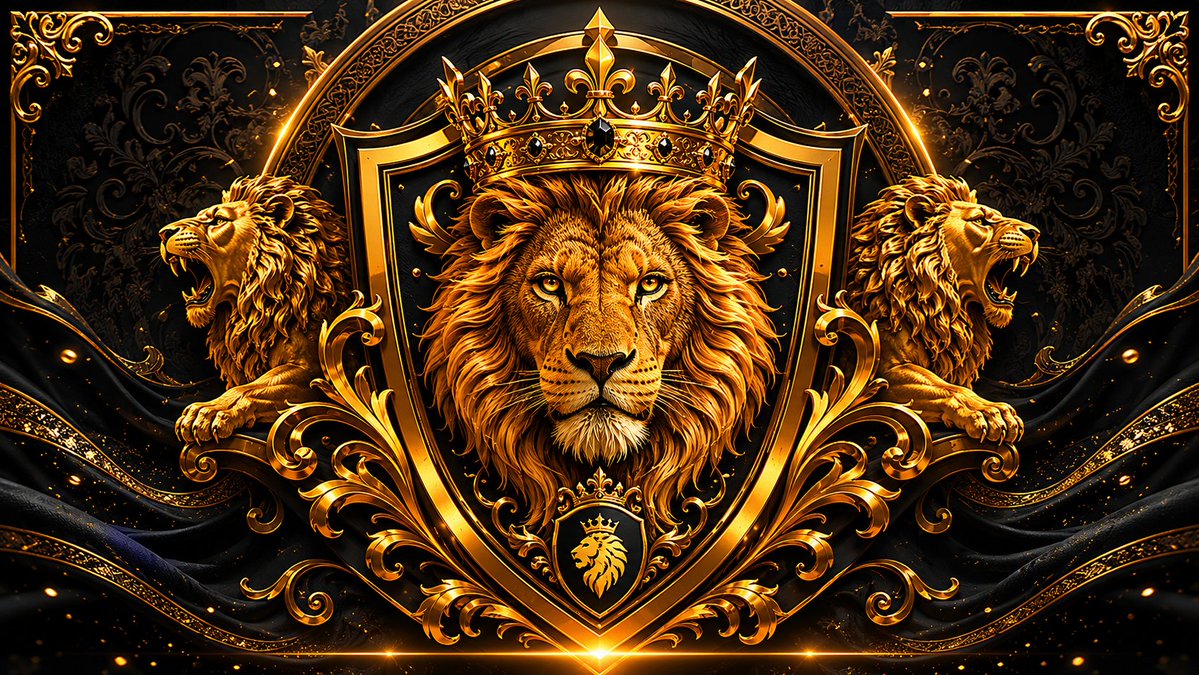 Regal Golden Lion Heraldic Crest AI image template preview