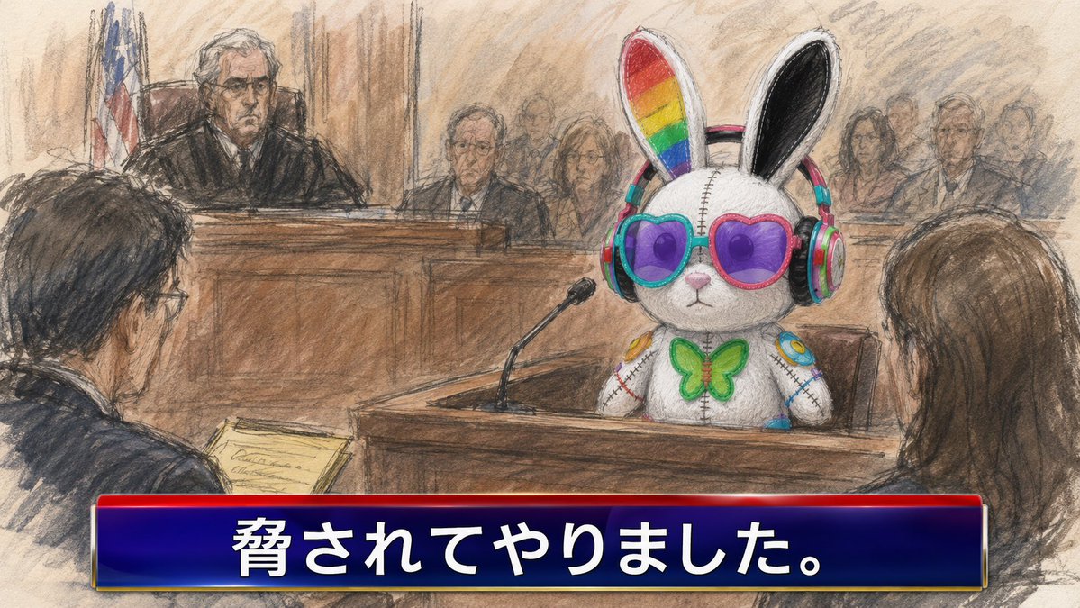 Courtroom Sketch Rabbit Witness AI image template preview