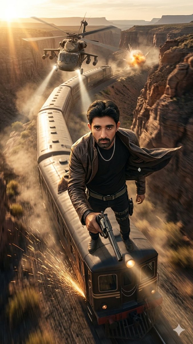 Canyon Train Action Hero AI image template preview