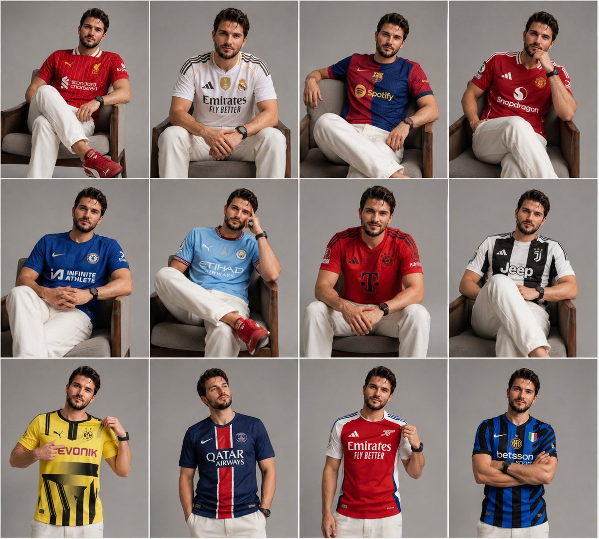 Football Jersey Grid Collage AI image template preview