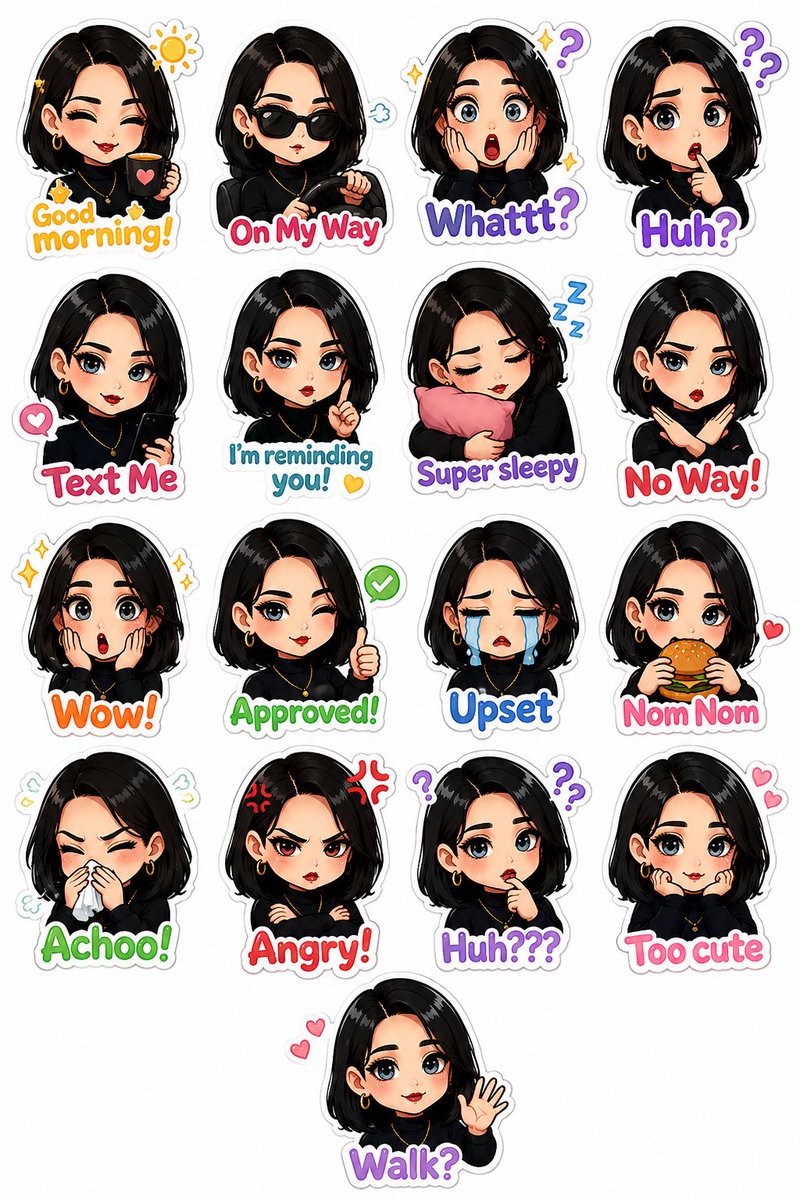 Personalized Chibi Sticker Pack AI image template preview