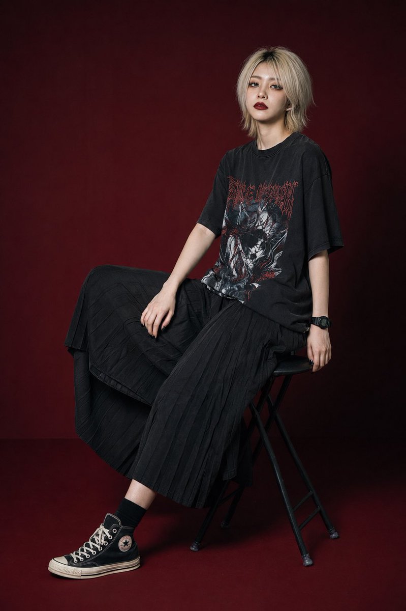 Modern Gothic High-Fashion Portrait AI image template preview