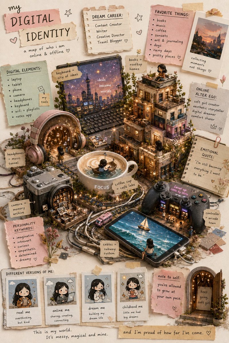 Gen Z Poetic Miniature Collage AI image template preview