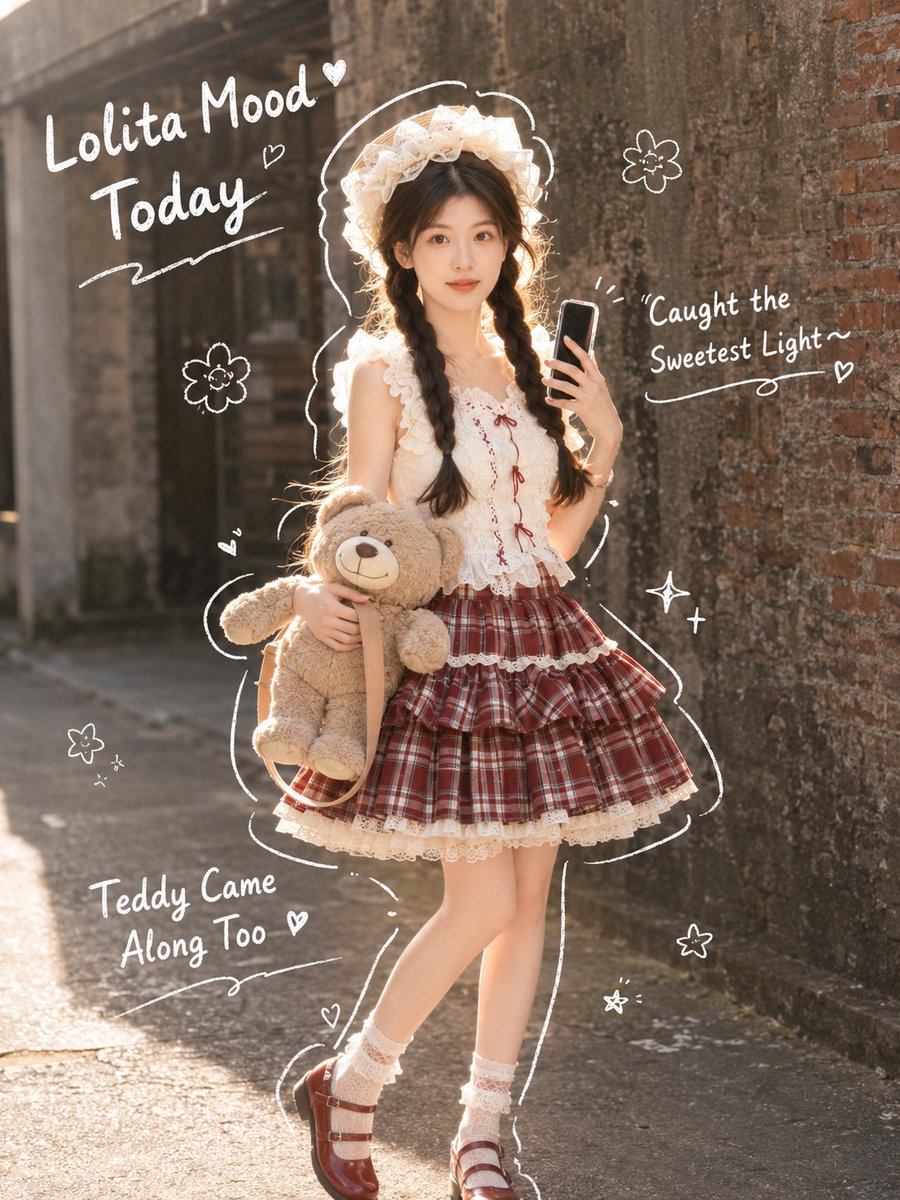 Japanese Lolita Street Style Selfie AI image template preview