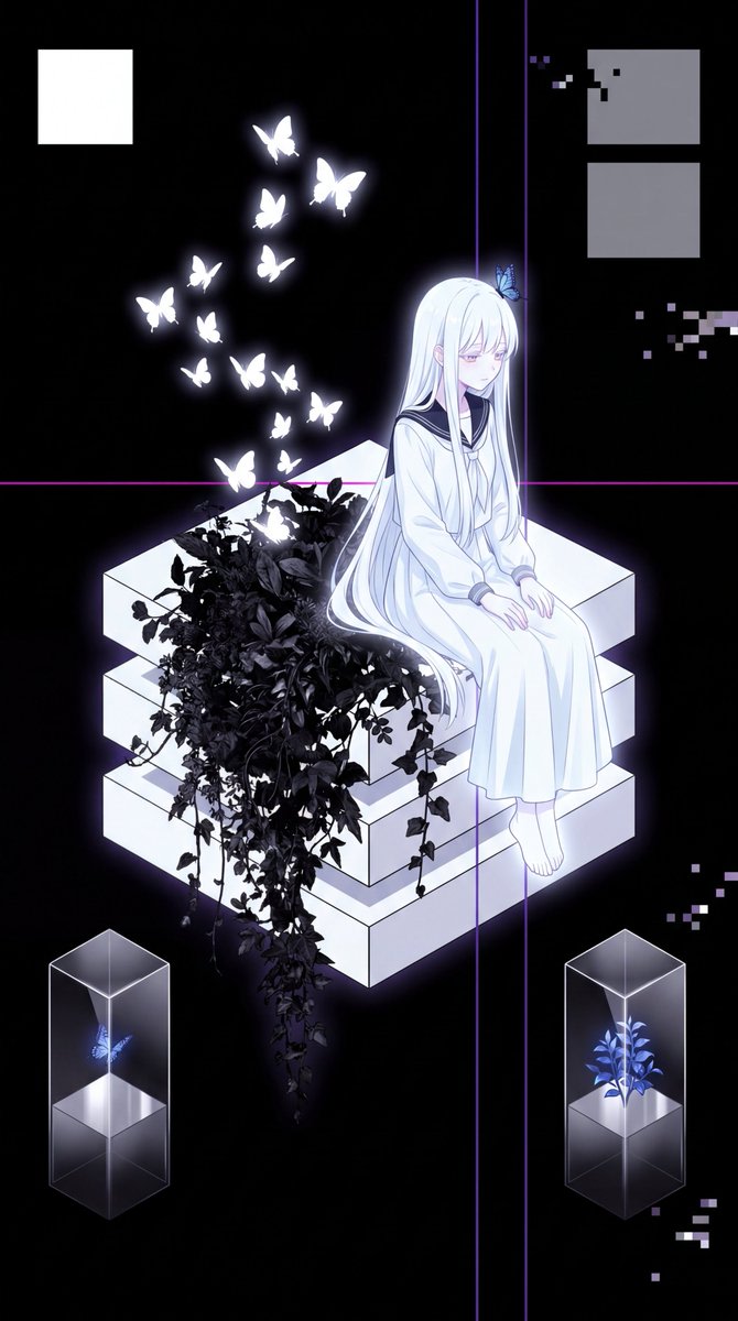 Glitch Aesthetic Anime Illustration AI image template preview