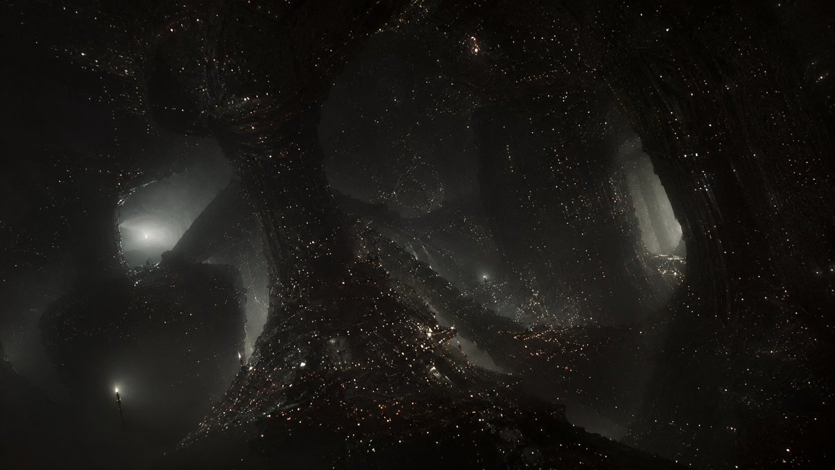 Dark Alien Megastructure Cavern AI image template preview