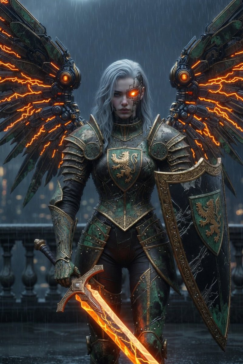 Cyberpunk Winged Lion Knight example 2
