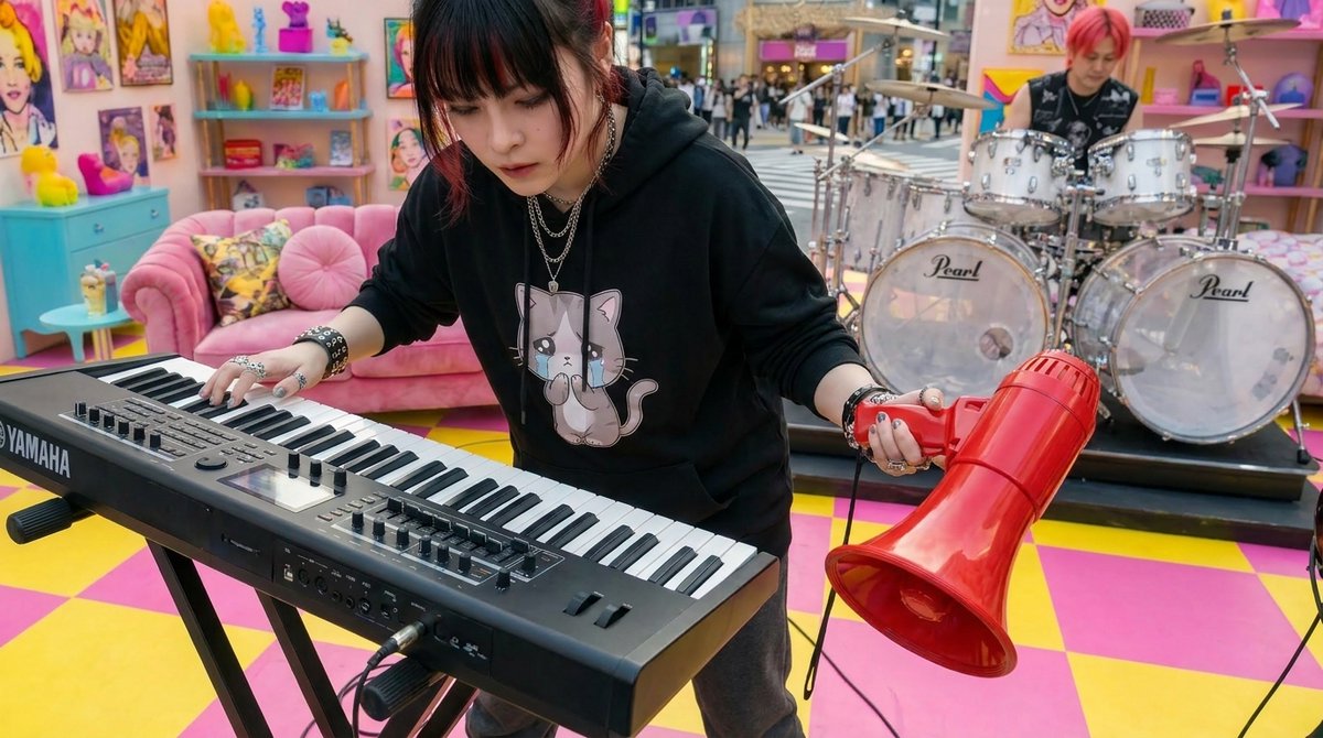Kawaii Punk Band Studio Scene AI image template preview