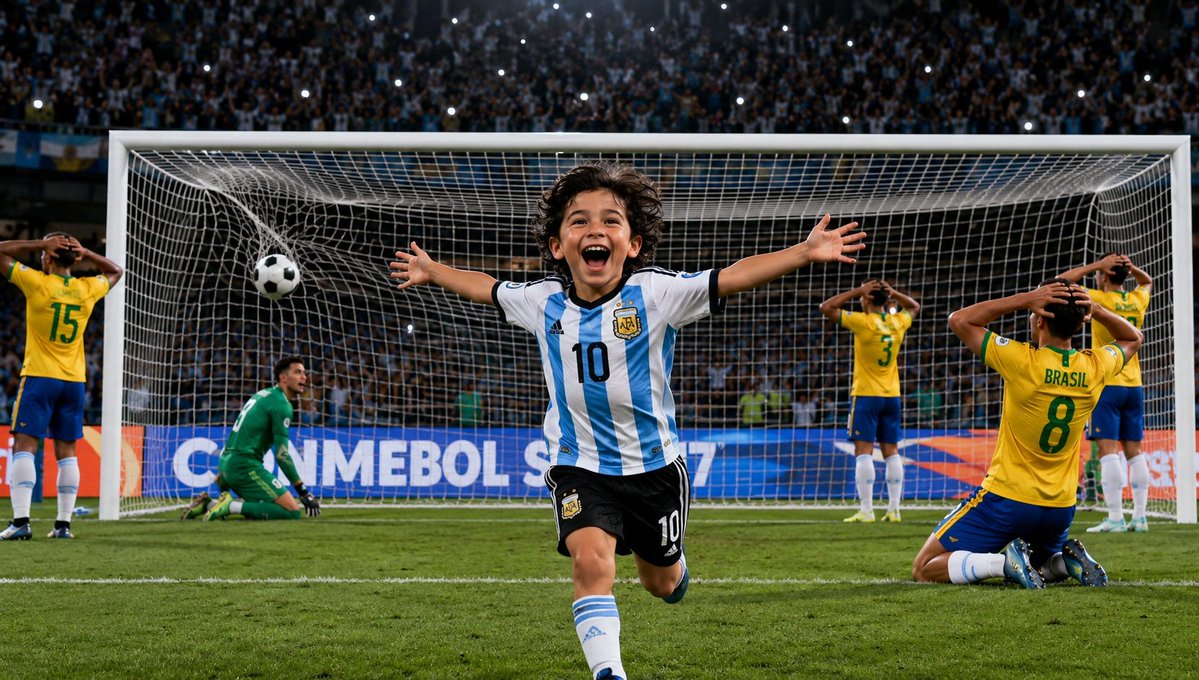 Boy Celebrates Argentina Goal AI image template preview
