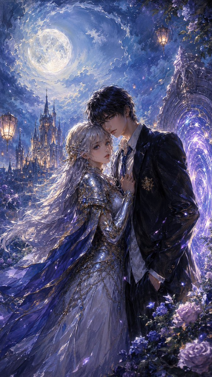 Moonlit Gothic Fantasy Couple AI image template preview