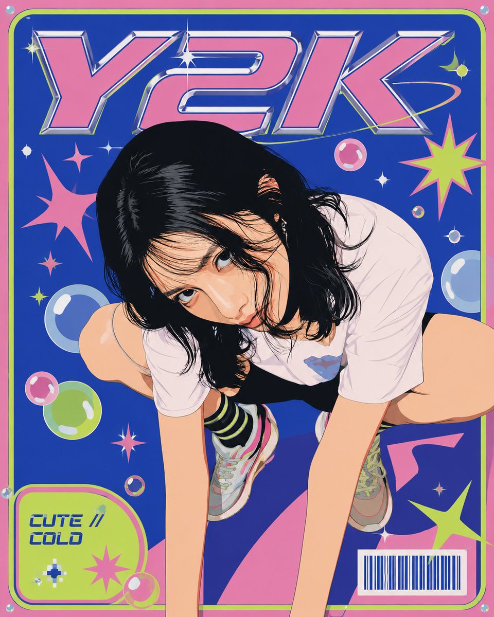 Y2K Vector Magazine Cover AI image template preview