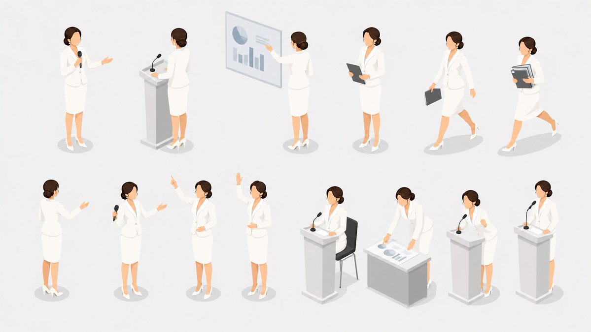 Isometric Presenter Pose Sheet AI image template preview