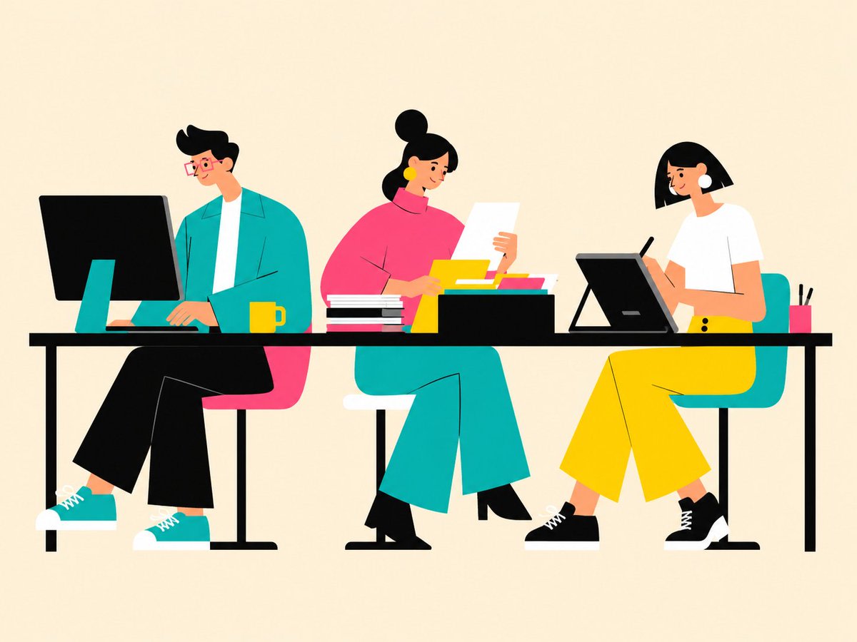 Flat Vector Office Team Illustration AI image template preview
