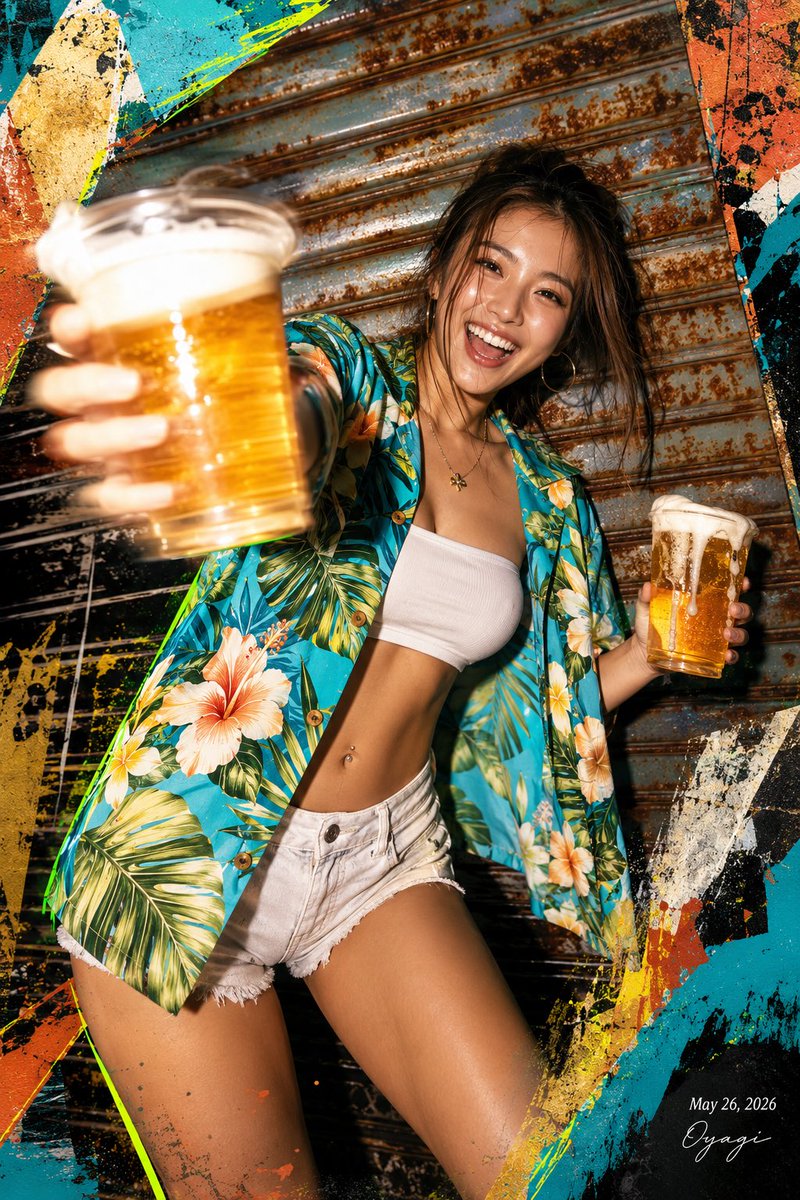 Tropical Beer Party Poster AI image template preview