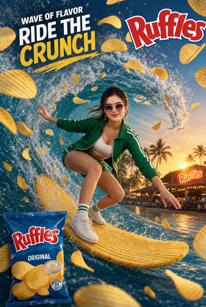 Ruffles Wave of Flavor Surf Ad AI image template preview