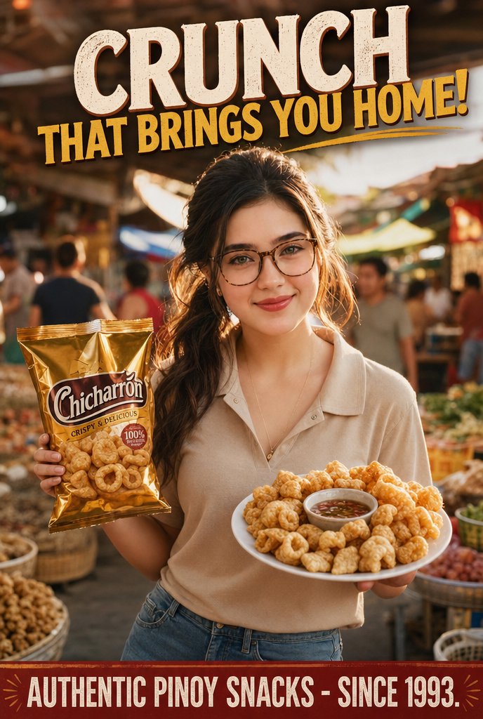 Nostalgic Filipino Chicharrón Ad AI image template preview