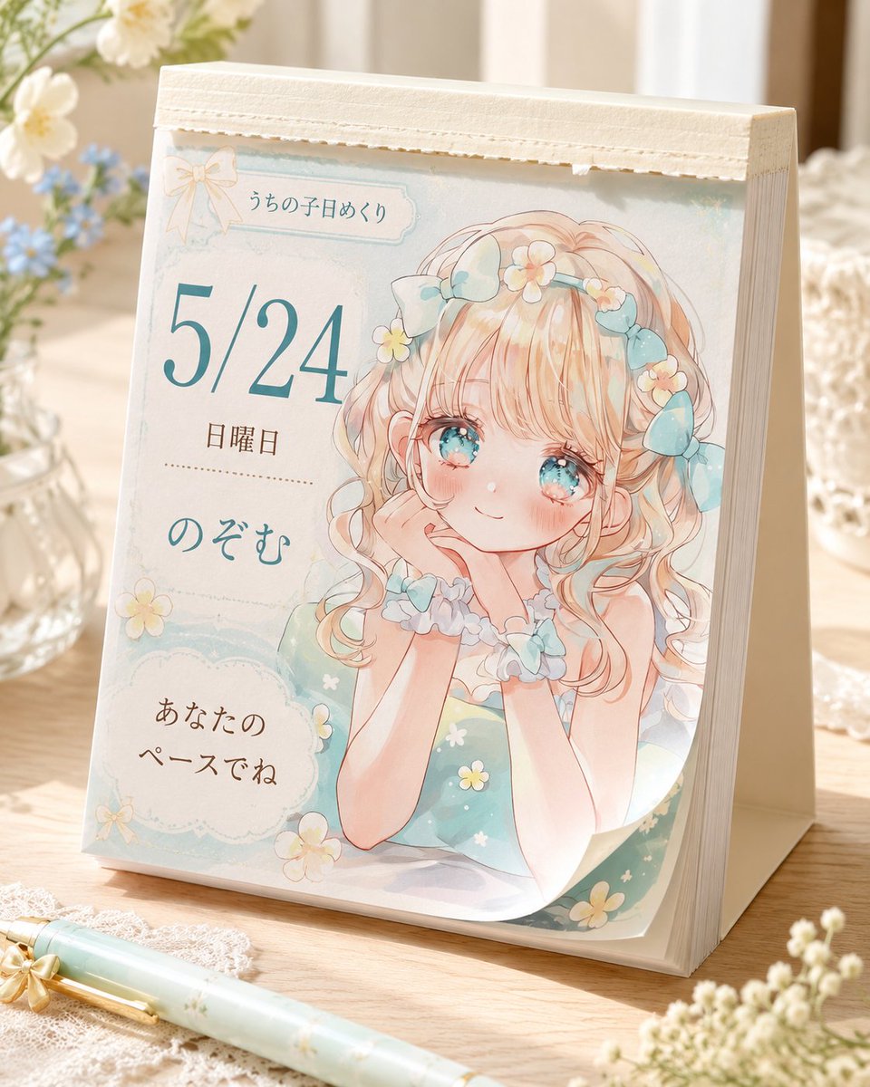 Cute Daily Anime Desk Calendar AI image template preview