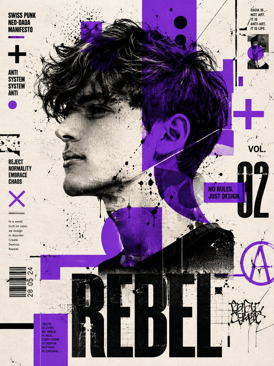 Swiss Punk Editorial Poster AI image template preview