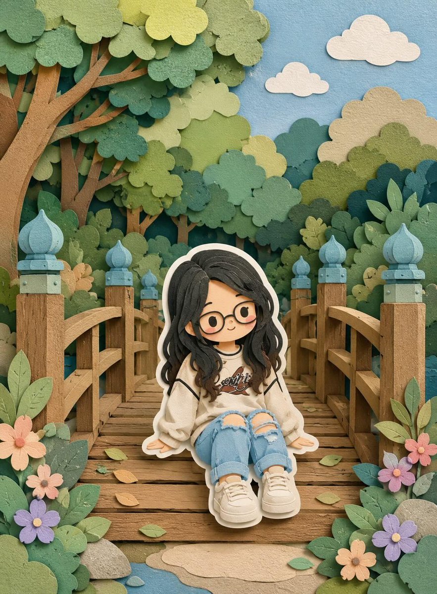 3D Layered Paper-Cut Chibi Art AI image template preview