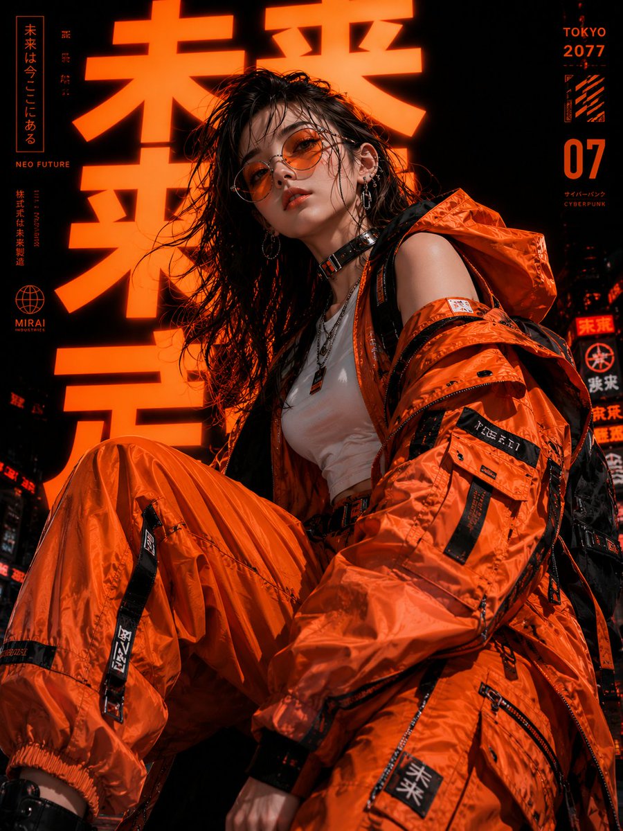 Cyberpunk Tokyo Fashion Portrait AI image template preview