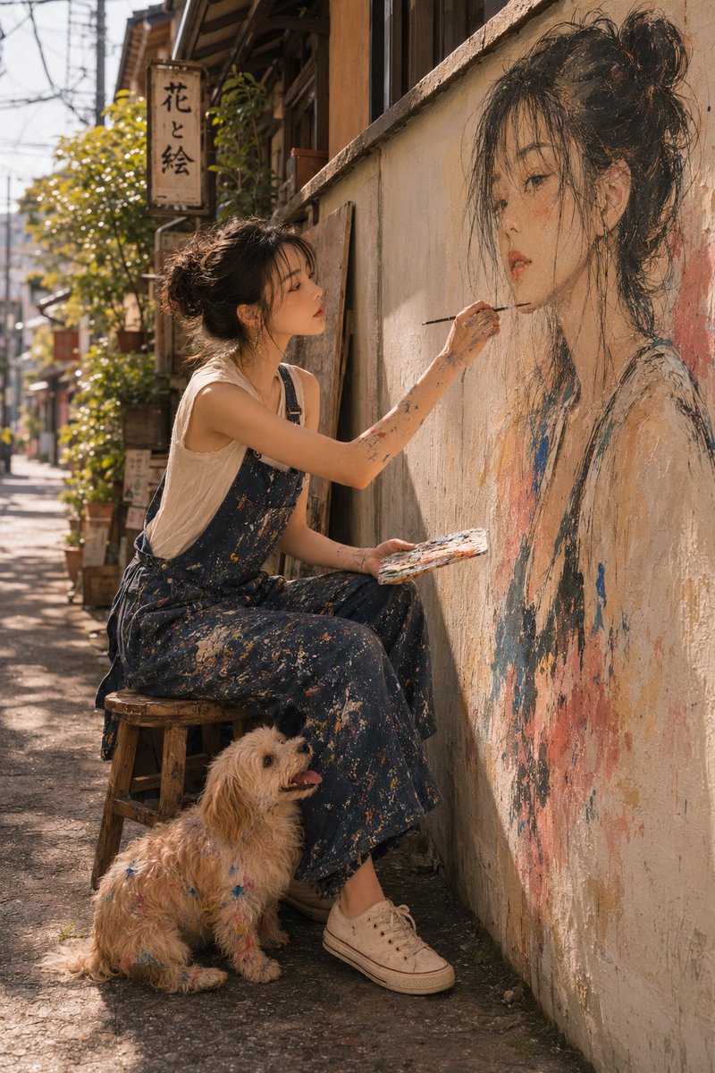 Realistic Outdoor Artist Portrait AI image template preview