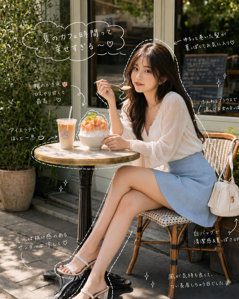 Japanese Summer Cafe Portrait AI image template preview