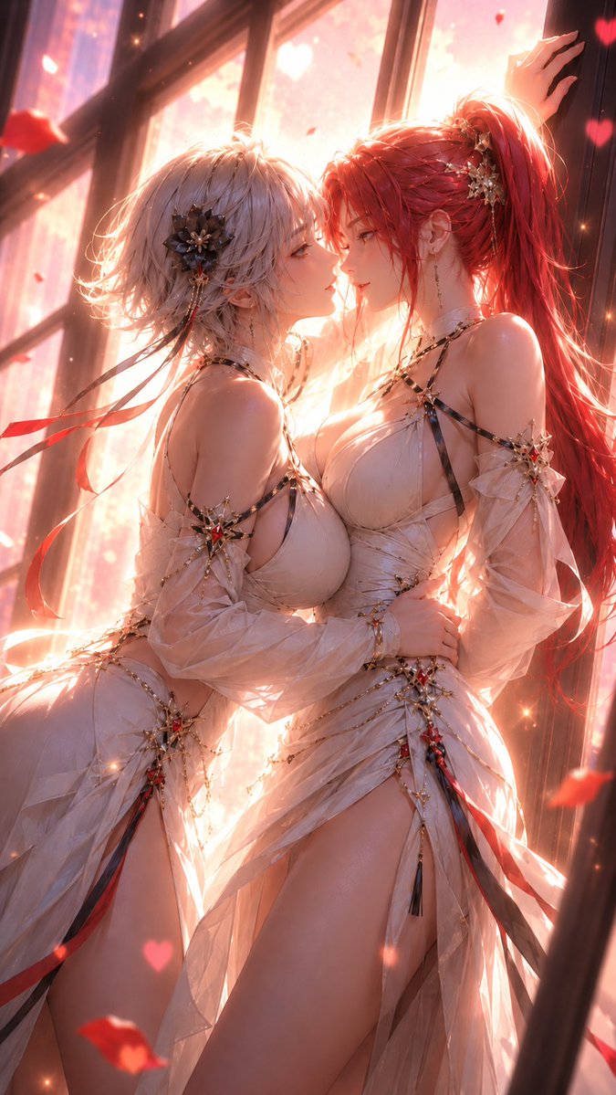 Romantic 3D CG Yuri Illustration AI image template preview