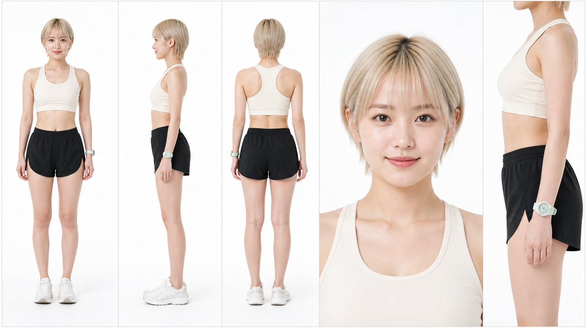 Japanese Female Runner Character Sheet AI image template preview