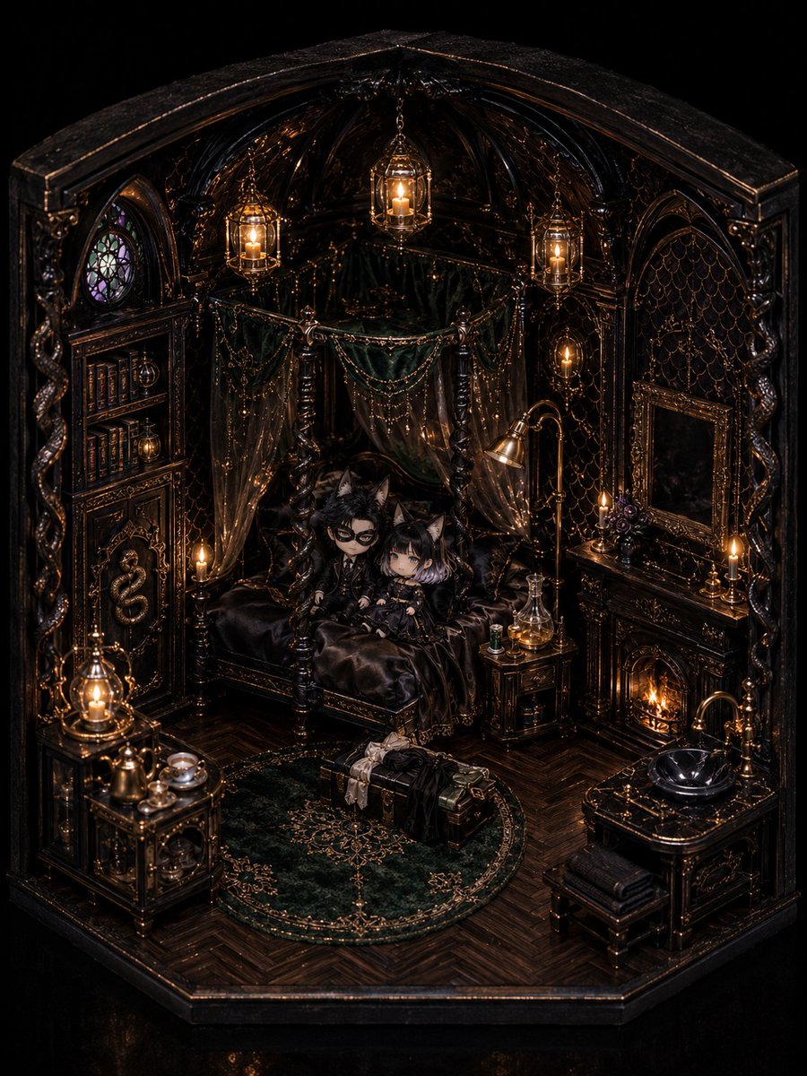 Gothic Chibi Dollhouse Chamber AI image template preview