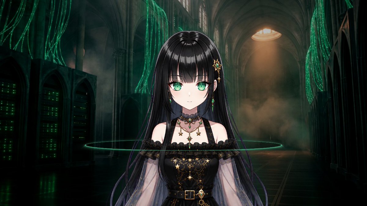 Gothic Cyber VTuber Cathedral Portrait AI image template preview