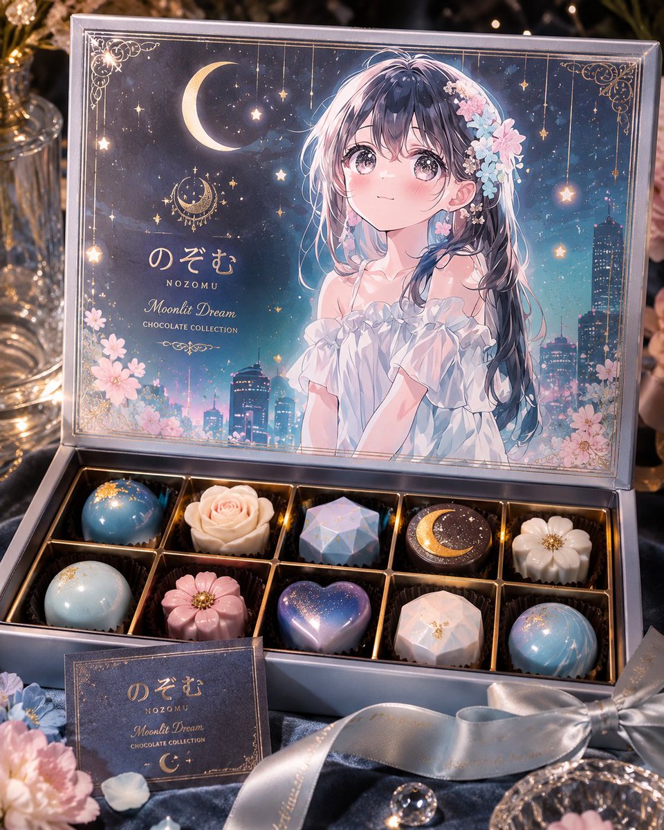 Moonlit Anime Chocolate Box AI image template preview