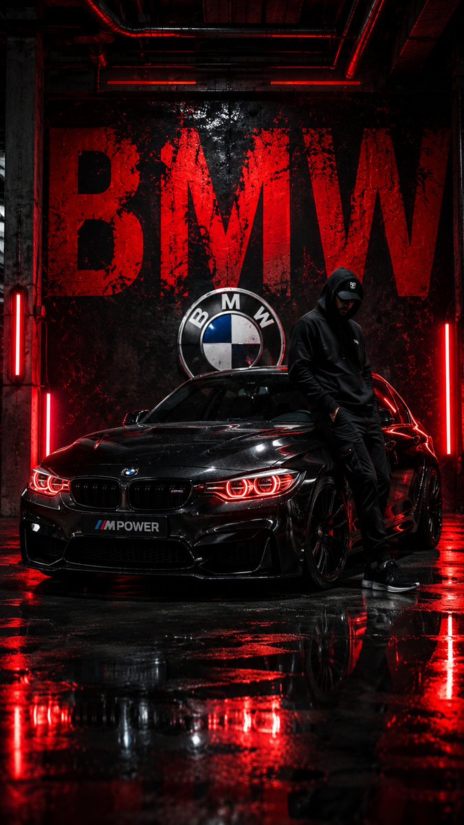 BMW Cyberpunk Garage Wallpaper AI image template preview