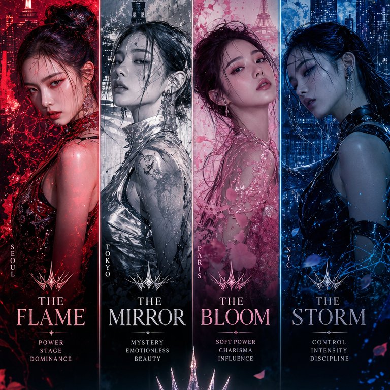 K-Pop Girl Group Comeback Concept AI image template preview