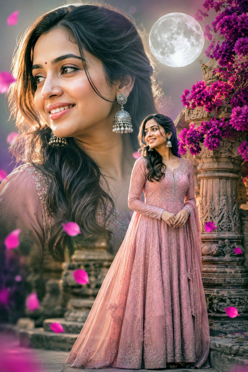 Double Exposure Indian Woman Portrait AI image template preview