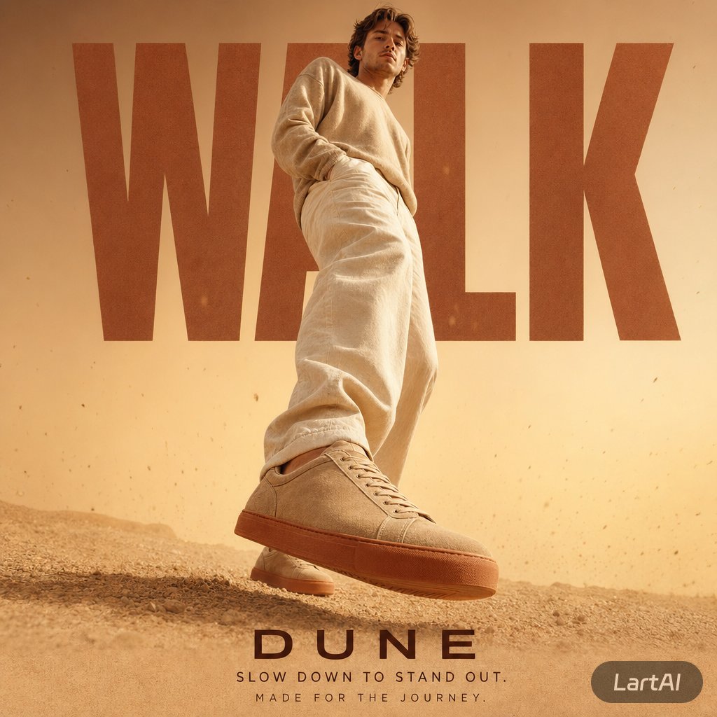 Warm Editorial Sneaker Poster AI image template preview