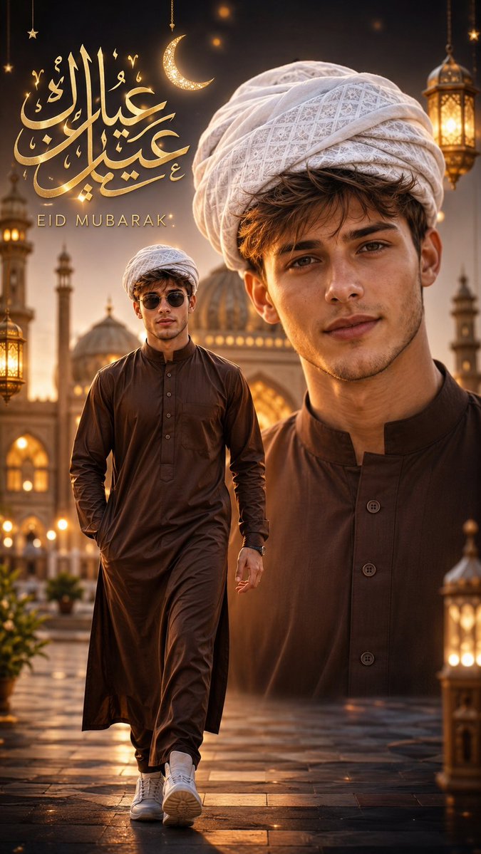Eid Mubarak Stylized Composition AI image template preview
