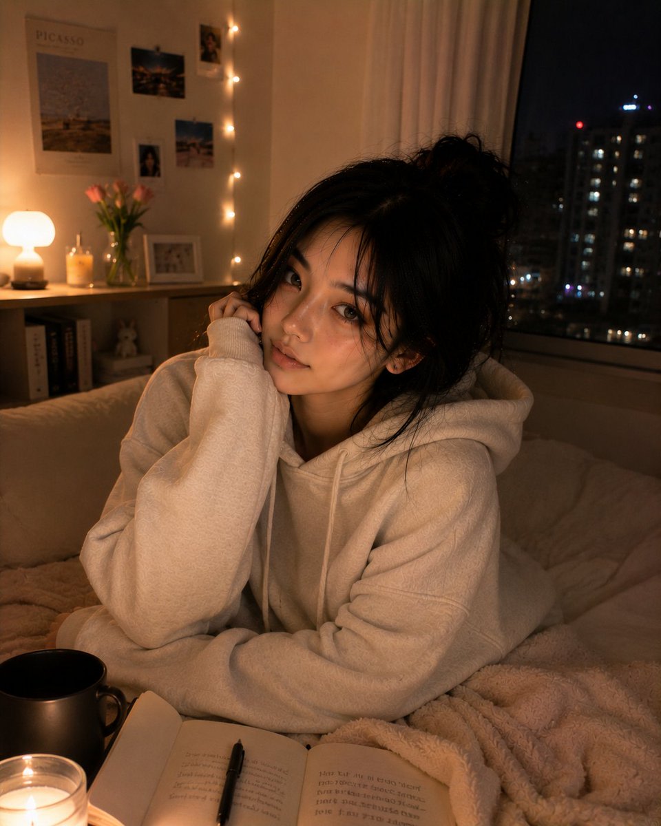 Cozy Korean Bedroom Portrait example 2