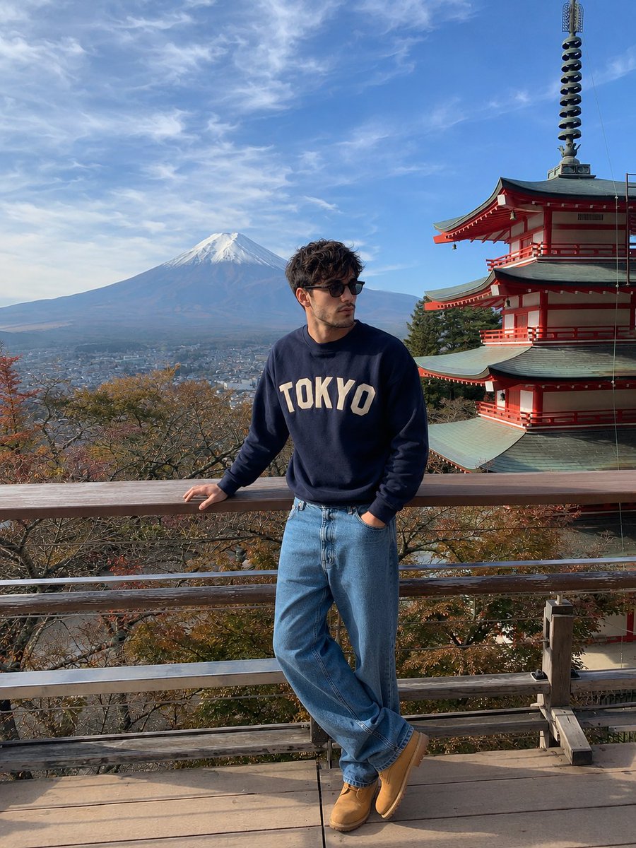 iPhone Travel Photo at Mt Fuji AI image template preview