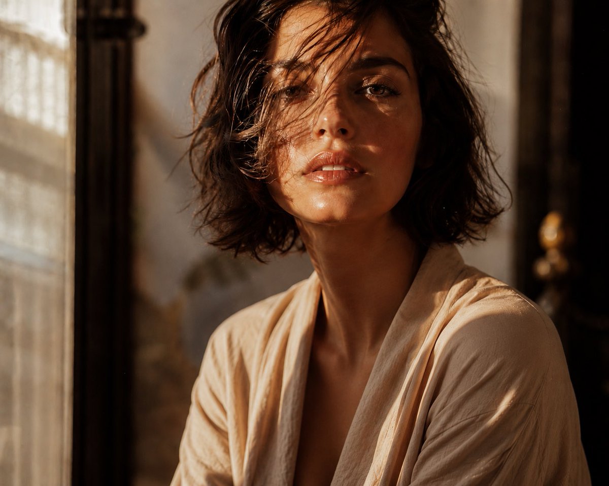 Editorial Portrait Close-Up AI image template preview