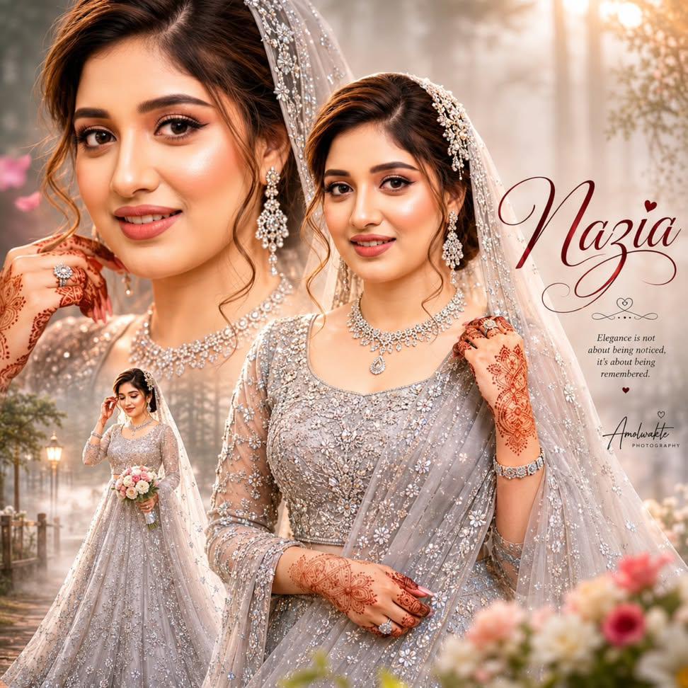 Ultra-realistic Indian Bridal Portrait Collage AI image template preview