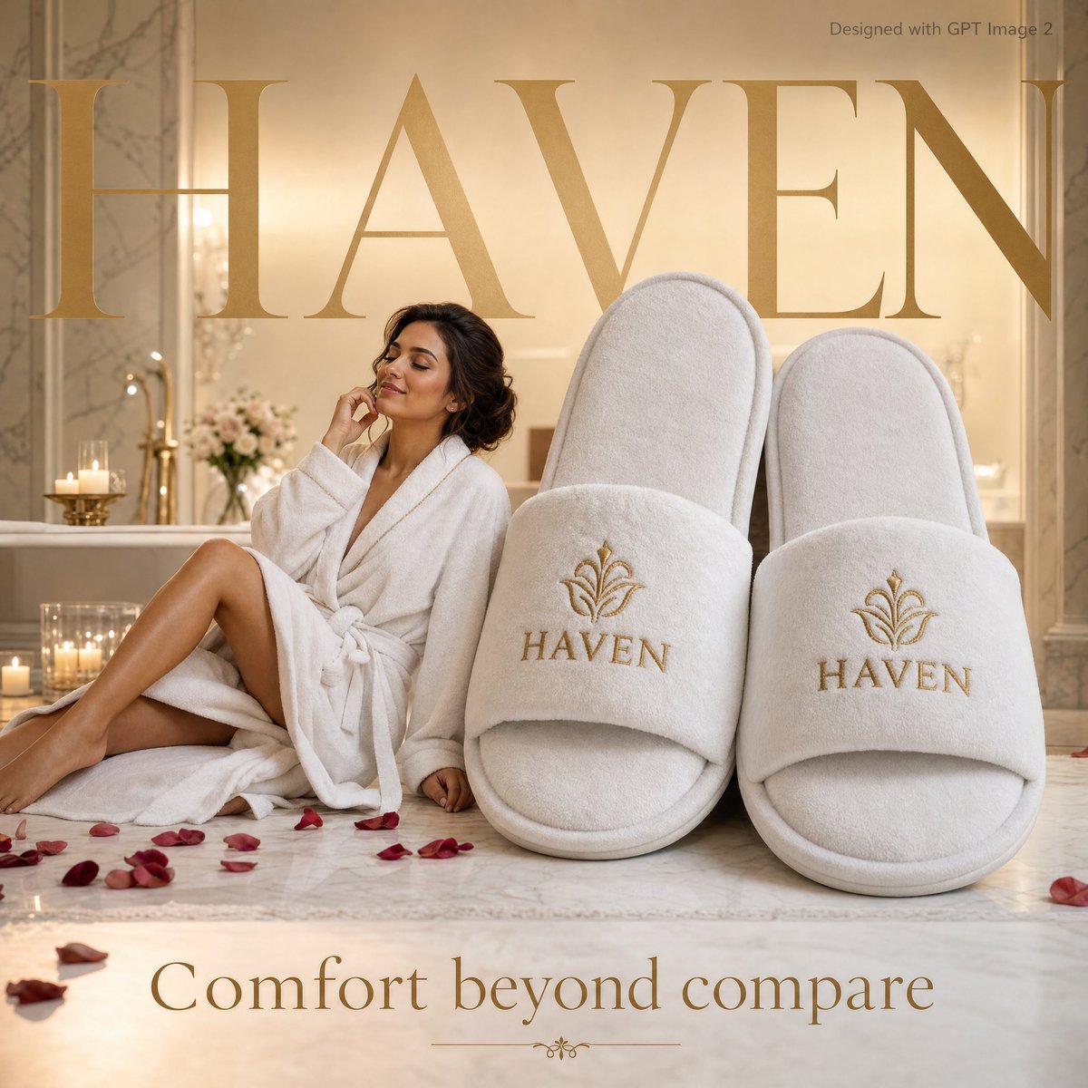 Luxury Hospitality Slipper Ad AI image template preview